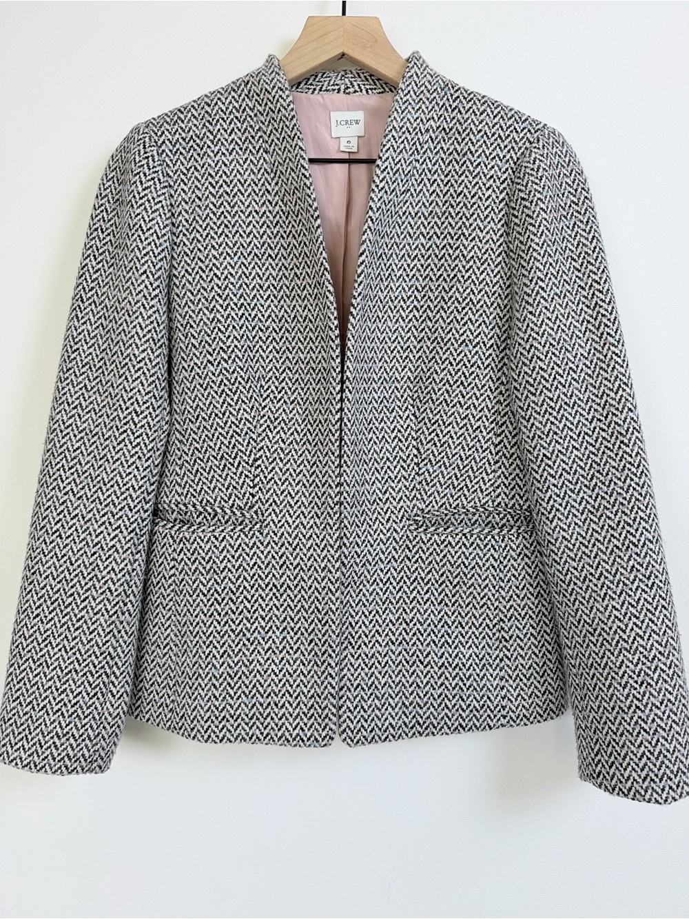 J.Crew Herringbone Wool Blend Open Front Blazer Jacket